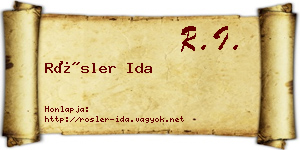 Rösler Ida névjegykártya